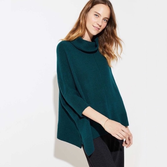 LOFT Turtleneck Poncho Sweater Green - Picture 5 of 9